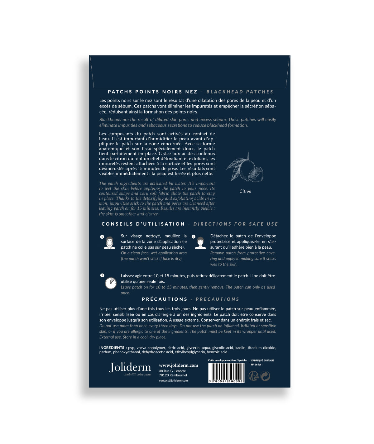 Patchs points noirs pour homme Joliderm
