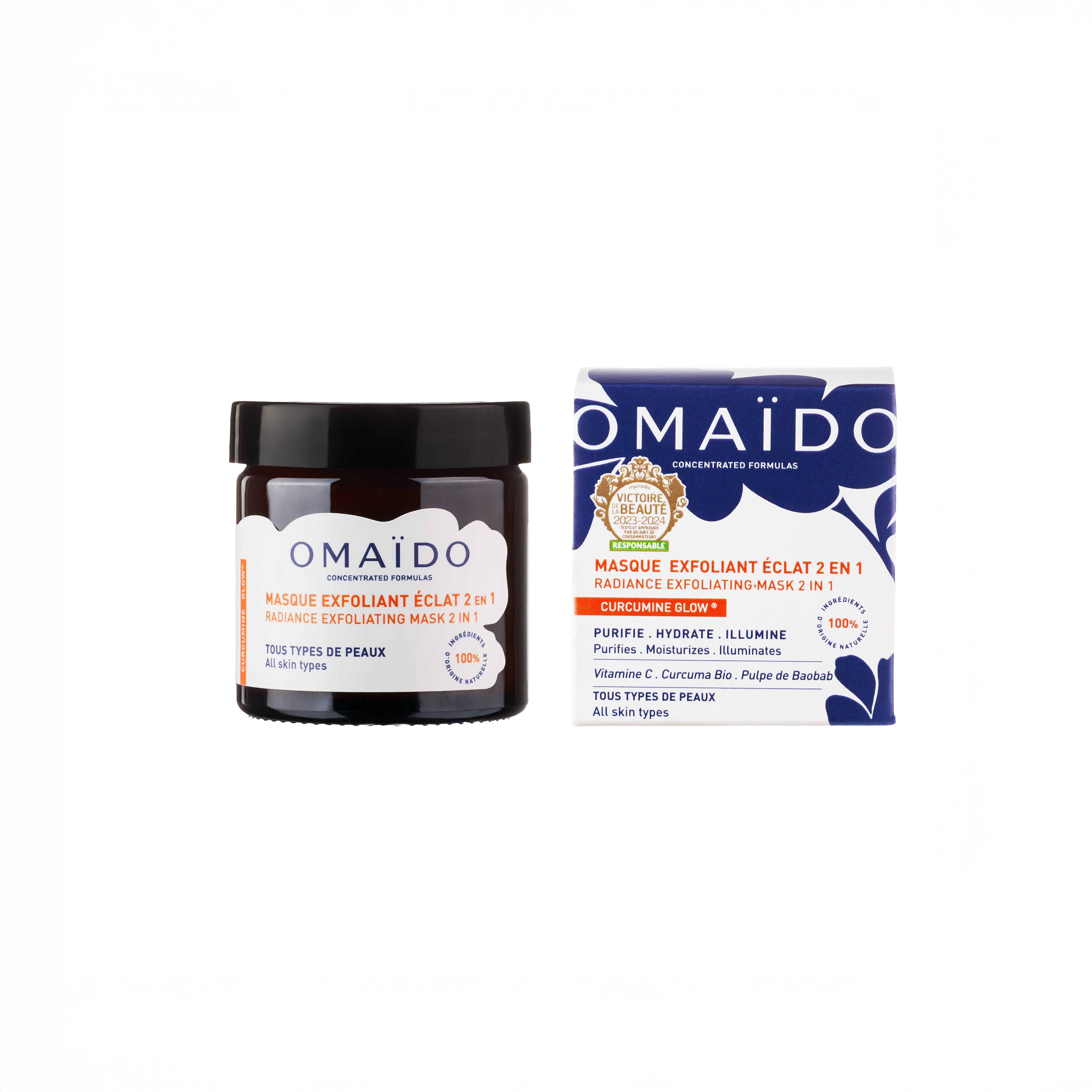 OMAIDO - Masque exfoliant éclat 2 en 1