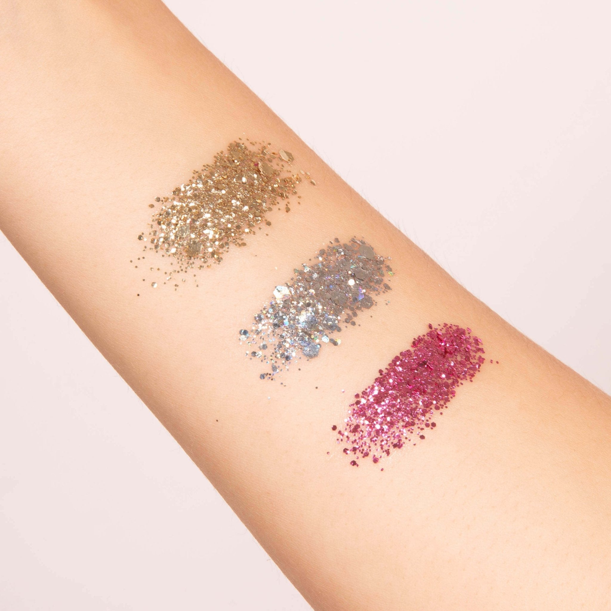 Kit paillettes visage|Gold, Silver, Fushia + Pinceau + Baume