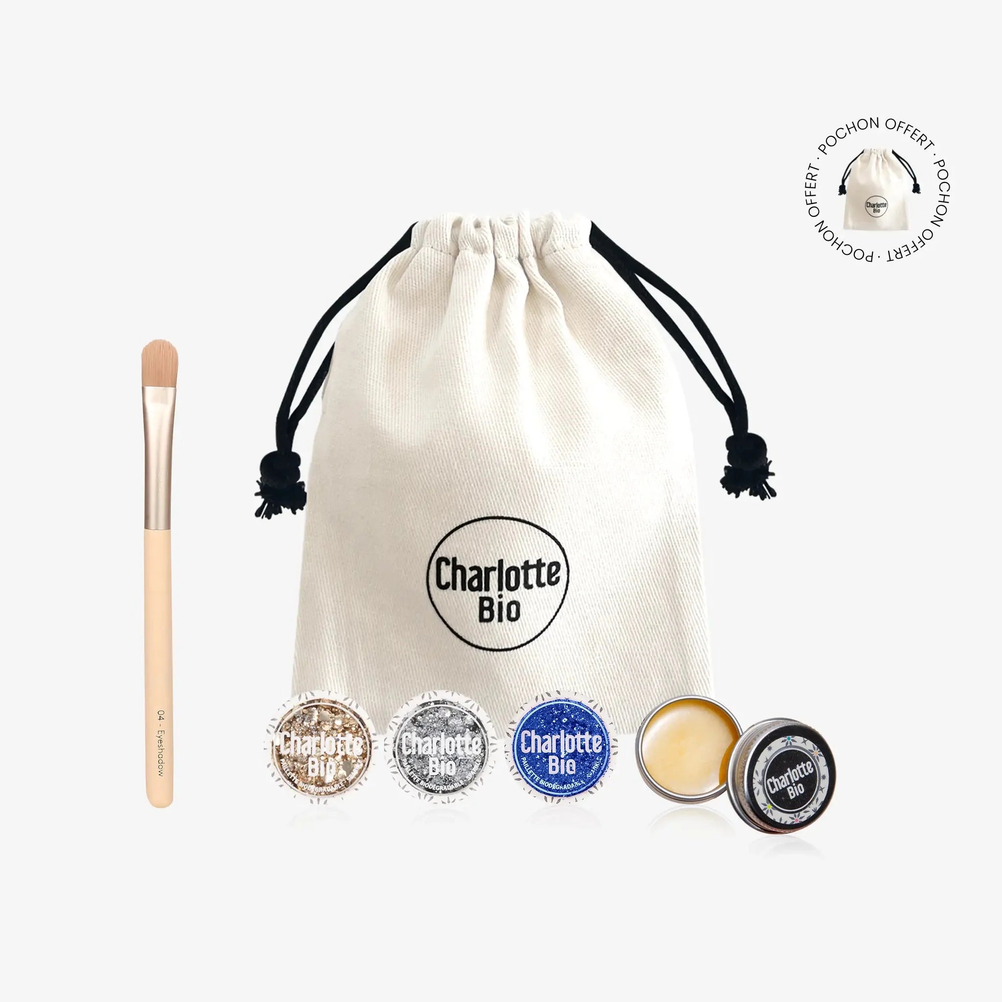 Kit paillettes visage|Gold, Silver, Bleu + Pinceau + Baume