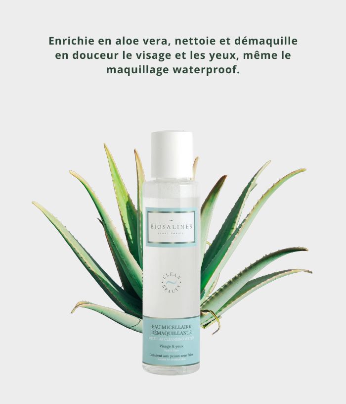 Eau micellaire démaquillante à l’aloe véra