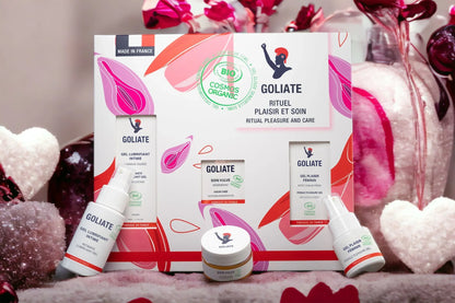 Coffret rituel plaisir et soin cadeau ideal couple mère femme soin vulve clitoris lubrifiant intime Goliate