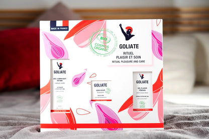 Coffret rituel plaisir et soin cadeau ideal couple mère femme soin vulve clitoris lubrifiant intime Goliate