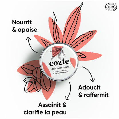 Crème nourrissante à l’huile de chanvre et eau florale de thym