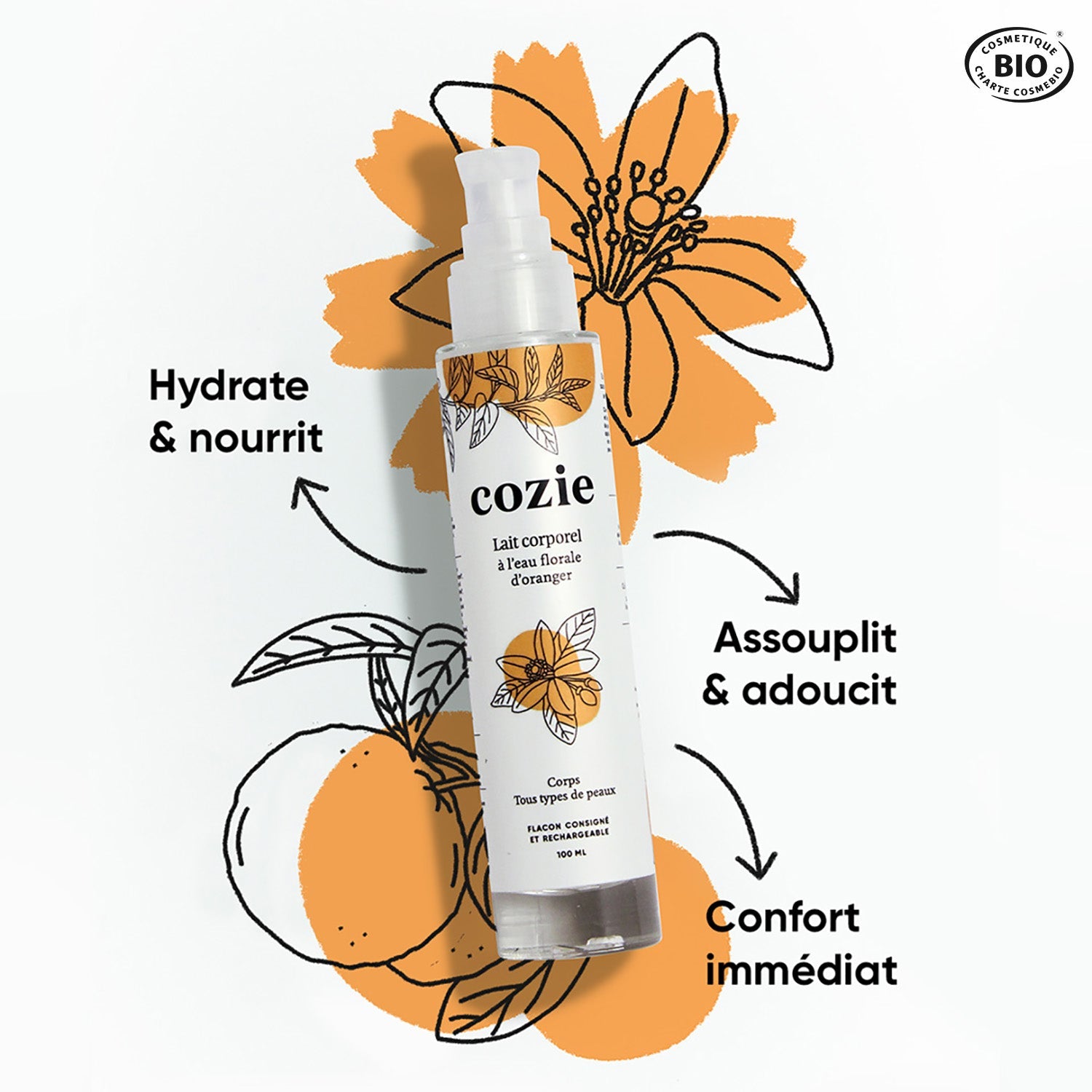 Lait corporel à l’eau florale d’oranger