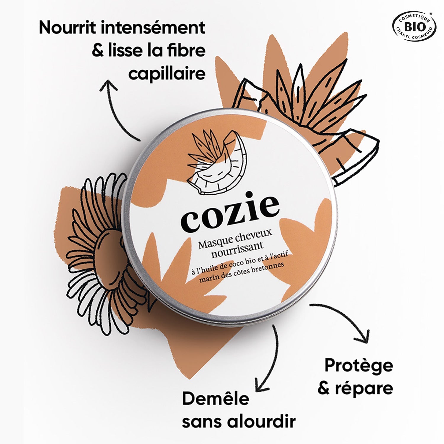 Masque cheveux nourrissant à l’huile de coco bio et à l’actif marin breton