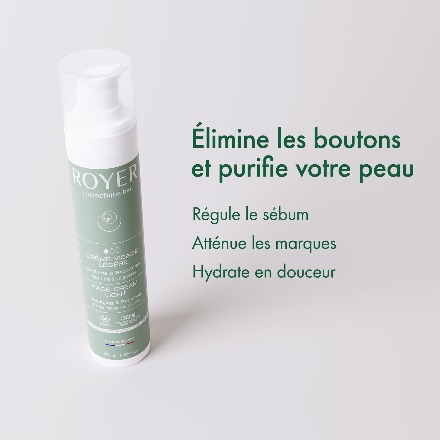 Crème visage légère bio à la bave d'escargot