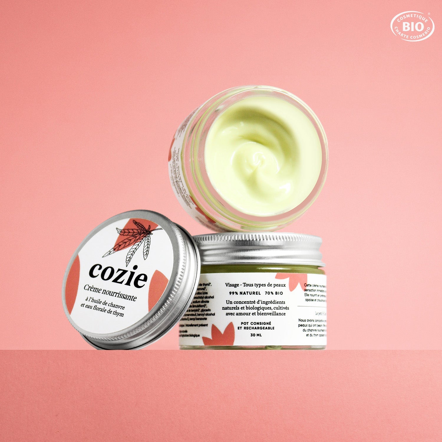 Crème nourrissante à l’huile de chanvre et eau florale de thym