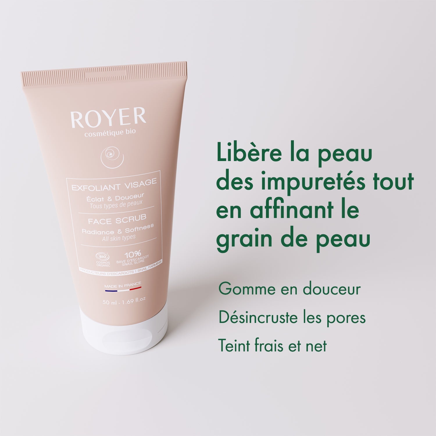 Exfoliant visage bio à la bave d'escargot
