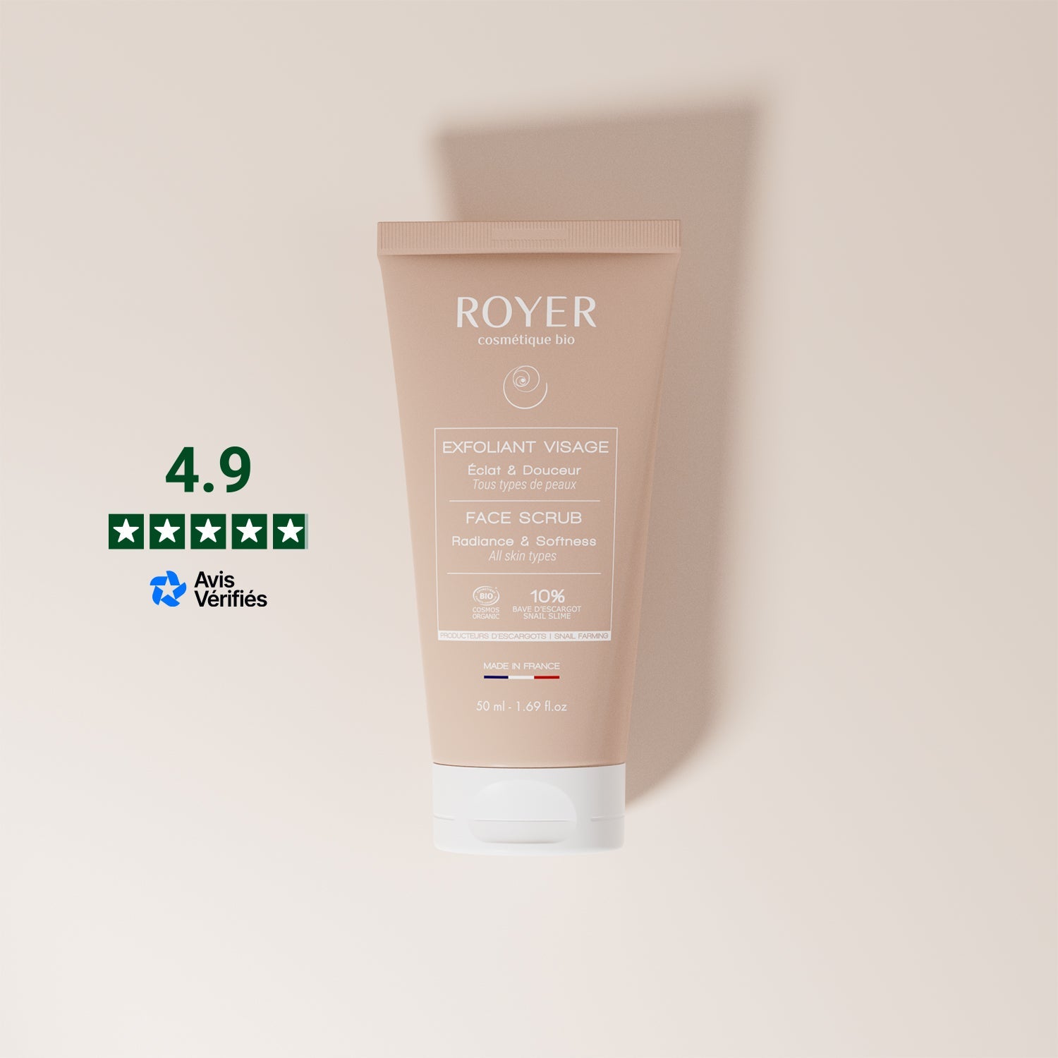 Exfoliant visage bio à la bave d'escargot