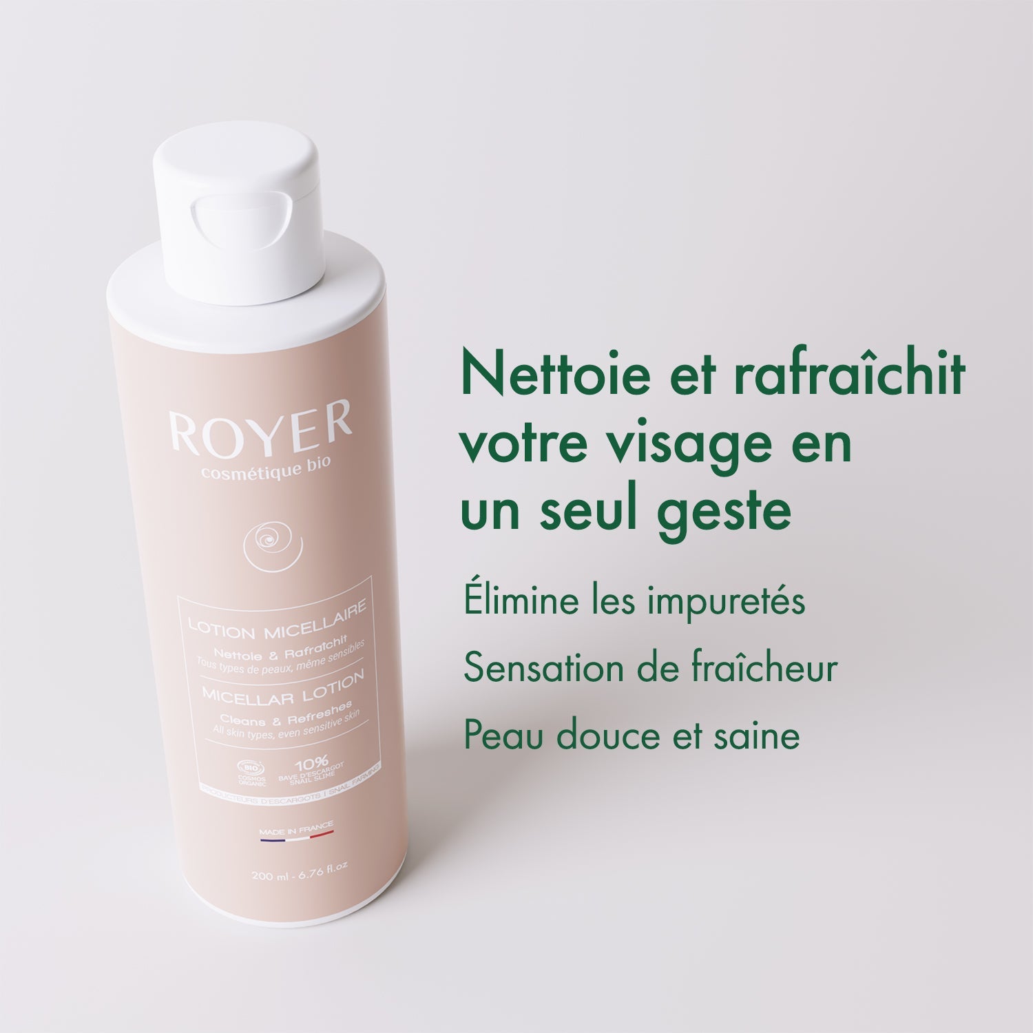 Lotion micellaire bio à la bave d'escargot