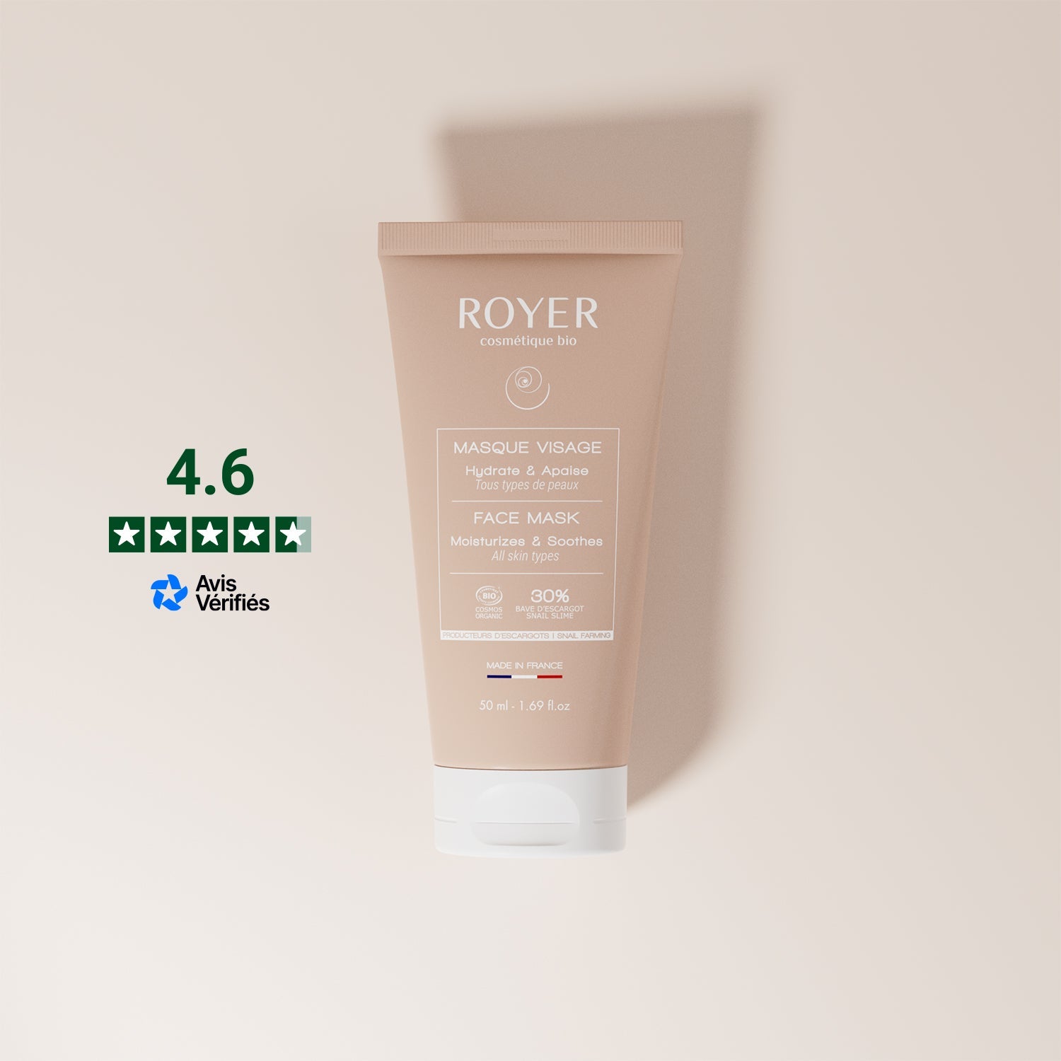 Masque visage bio à la bave d'escargot