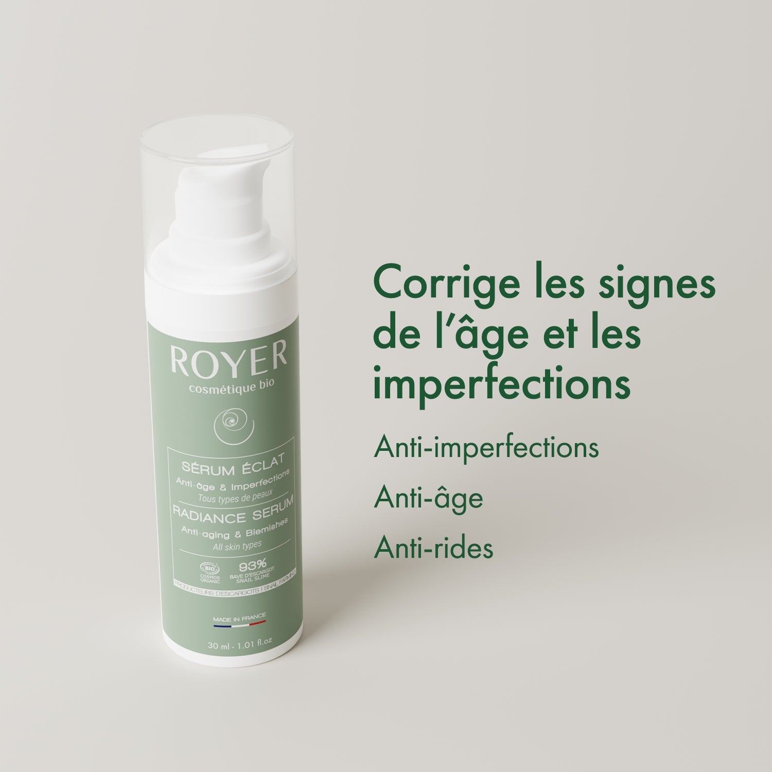 Sérum visage bio à la bave d'escargot