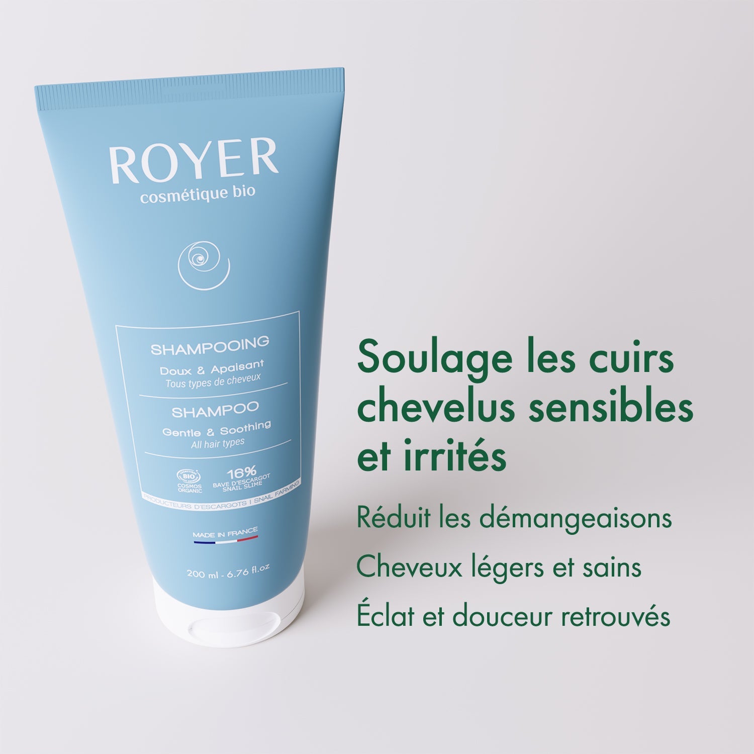 Shampoing bio à la bave d'escargot