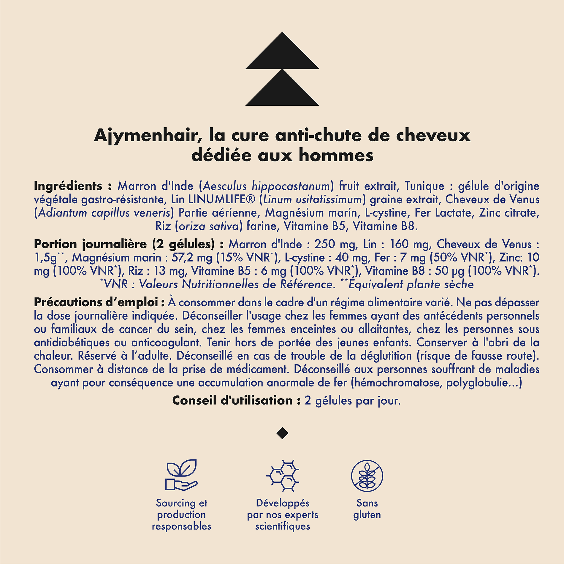 AJYMENHAIR - Chute de cheveux Homme - Compléments alimentaires - Cheveux