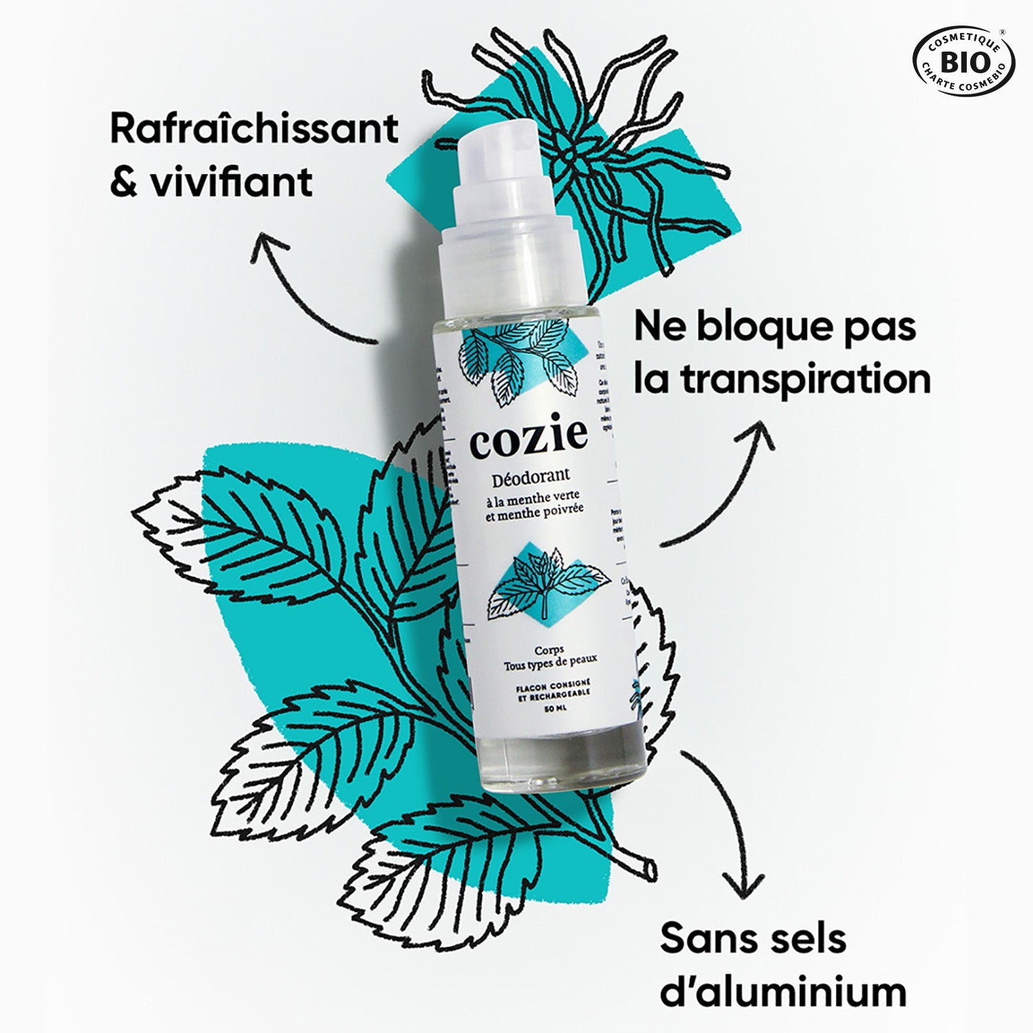 Déodorant à la menthe verte et menthe poivrée