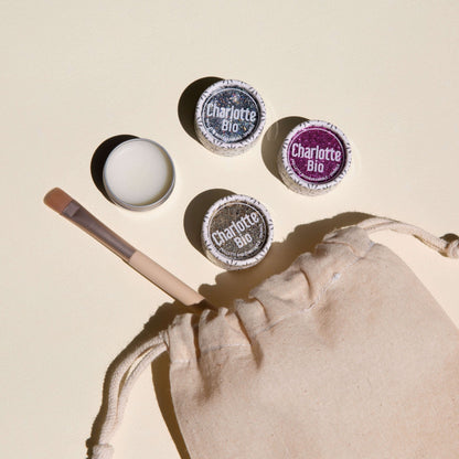 Kit paillettes visage｜Gold, Silver, Fushia + Pinceau + Baume