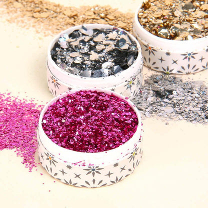 Kit paillettes visage｜Gold, Silver, Fushia + Pinceau + Baume