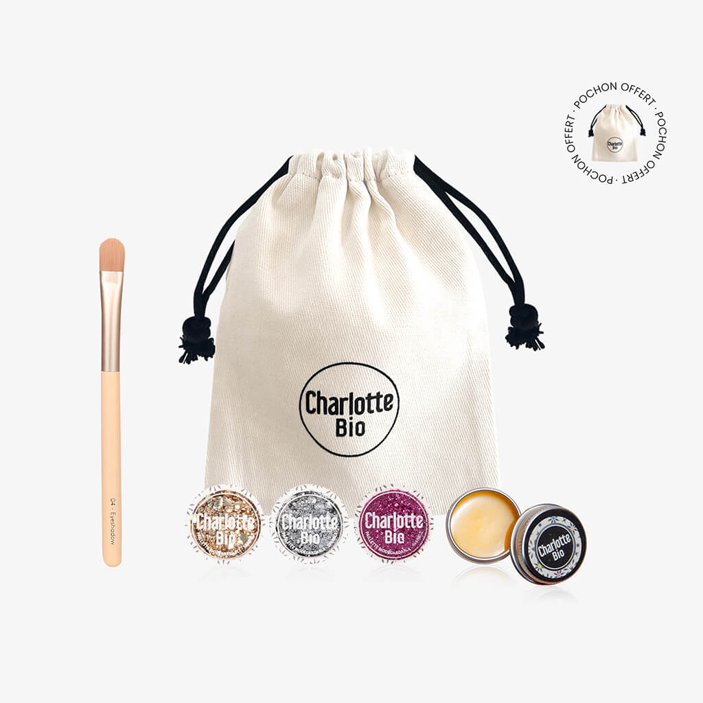 Kit paillettes visage｜Gold, Silver, Fushia + Pinceau + Baume
